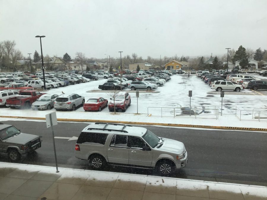 Snowy parking lot