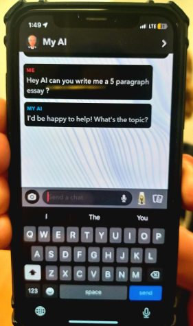 A picture of a snapchat text with AI